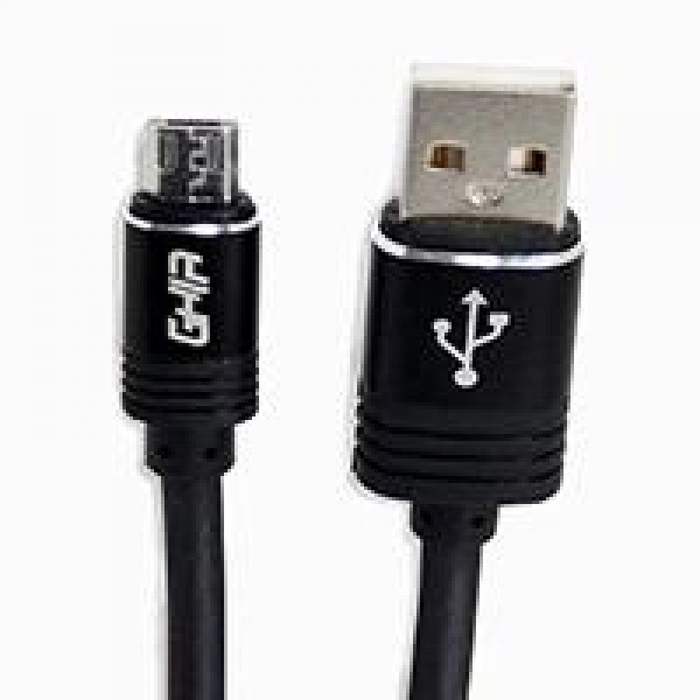 CABLE MICRO USB GHIA 2.0 MTS, DATOS Y CARGA, COLOR NEGRO