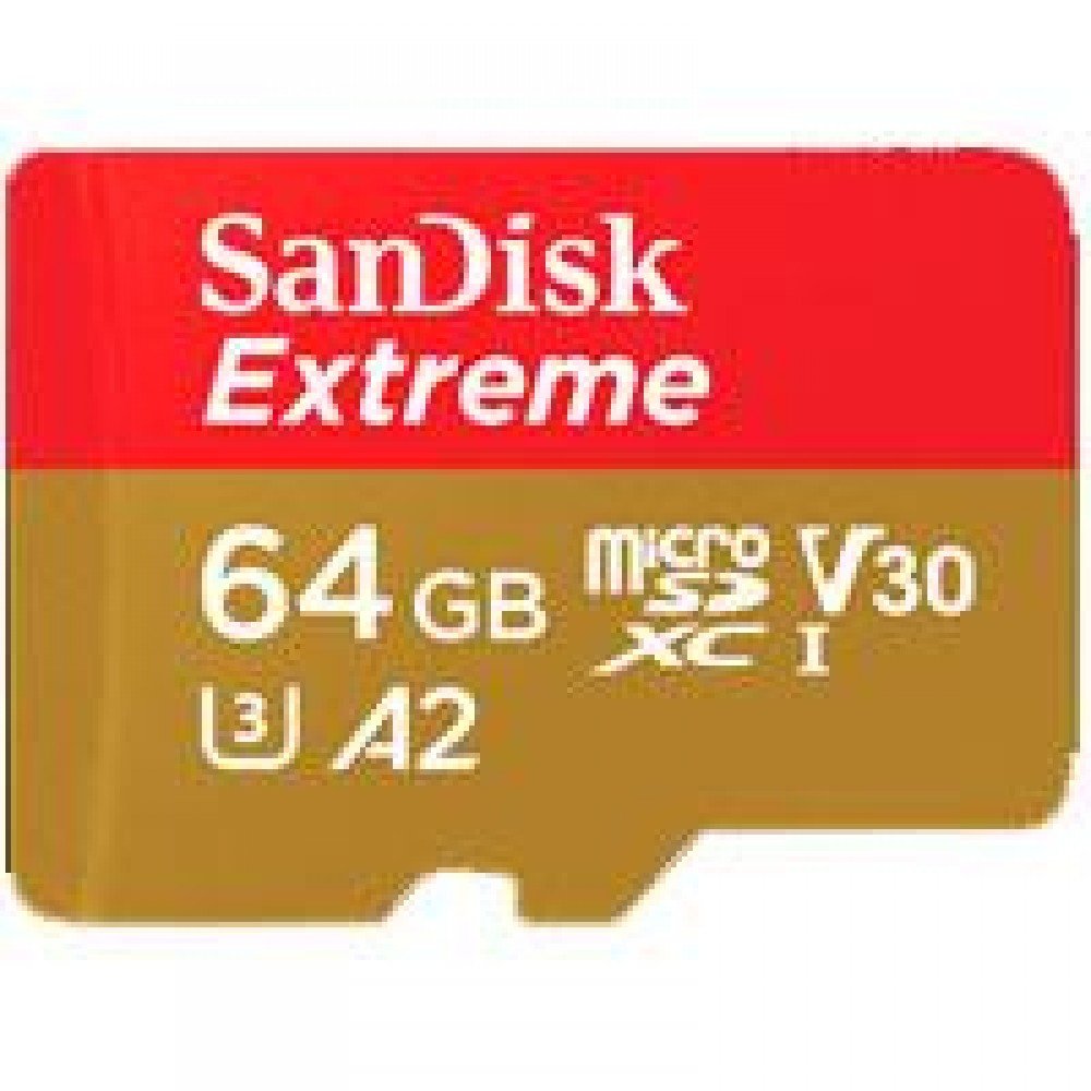 MEMORIA SANDISK EXTREME 64GB MICRO SDXC 160MB/S 4K CLASE 10 A2 V30 C/ADAPTADOR