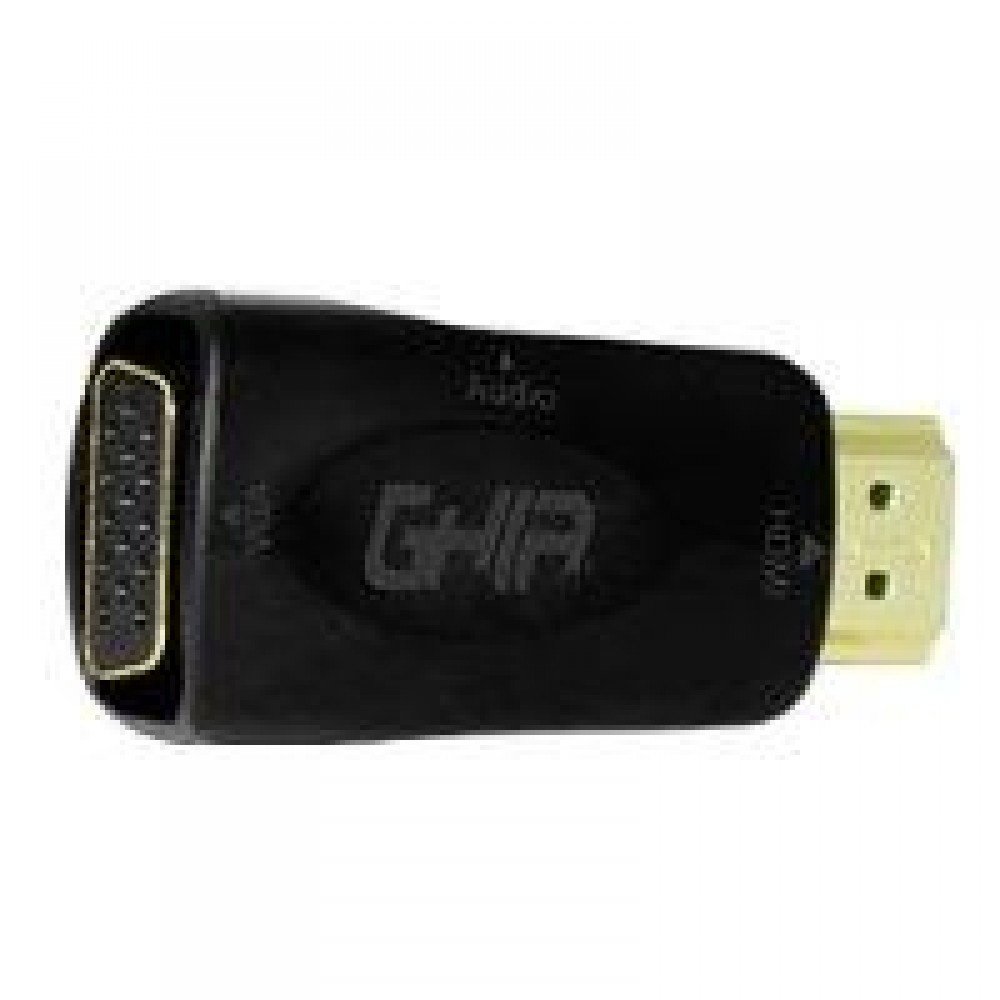 ADAPTADOR GHIA HDMI A VGA CON AUDIO COLOR NEGRO