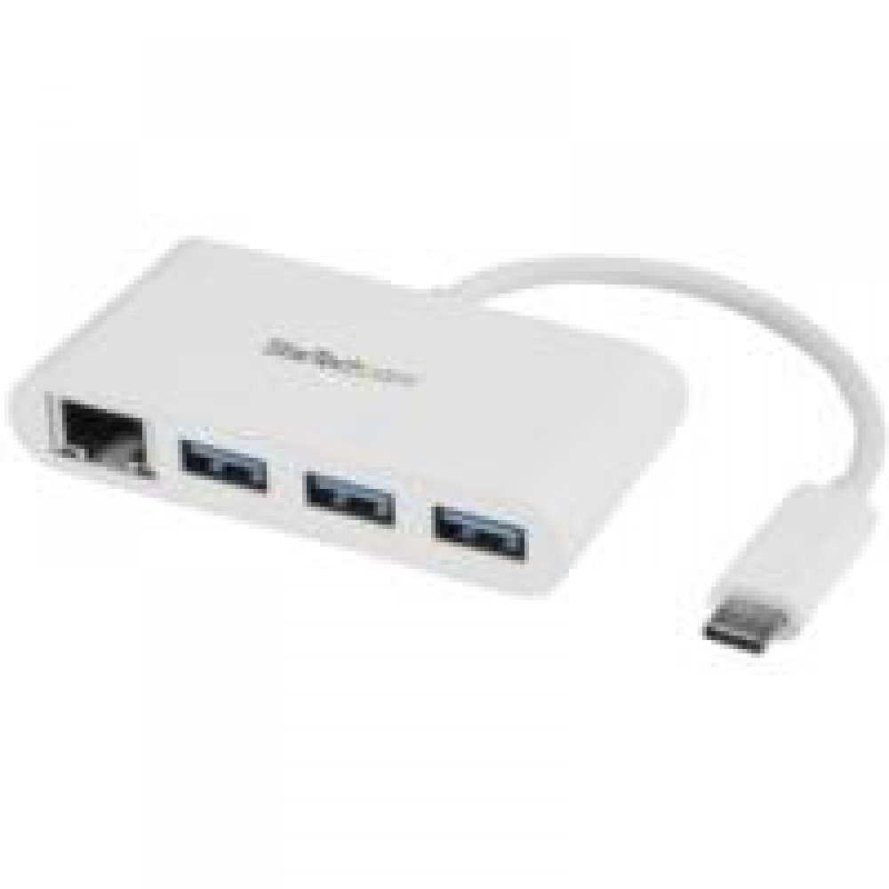 CONCENTRADOR USB 3.0 DE 3 PUERTOS CON USB-C Y ETHERNET GIGABIT - HUB DE USB TYPE C A USB-A CONVENCIONAL - BLANCO - STARTECH.COM MOD. HB30C3A1GEA