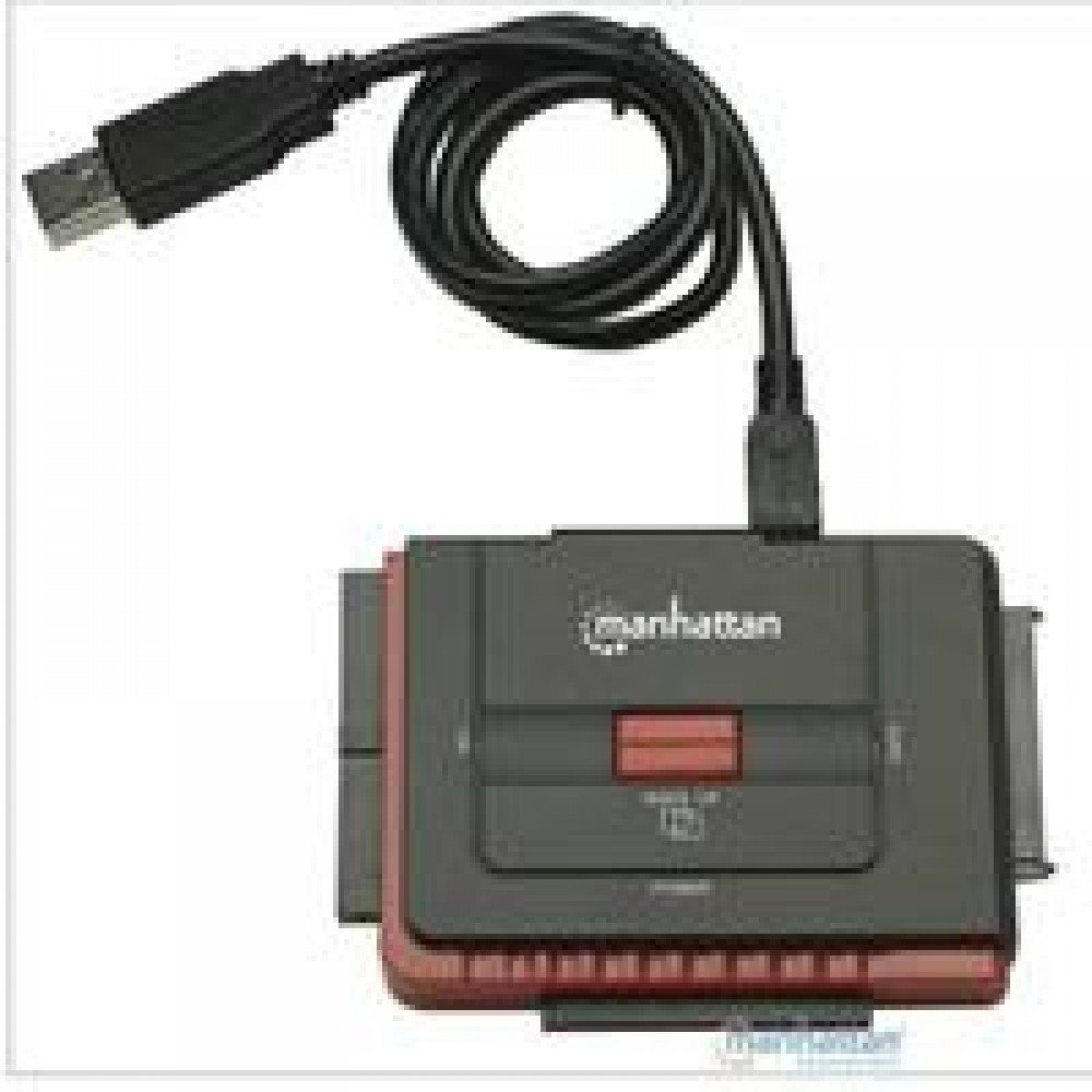 CONVERTIDOR MANHATTAN USB 2.0 A DISCOS DUROS IDE Y SATA C/FUENTE DE ALIMENTACION