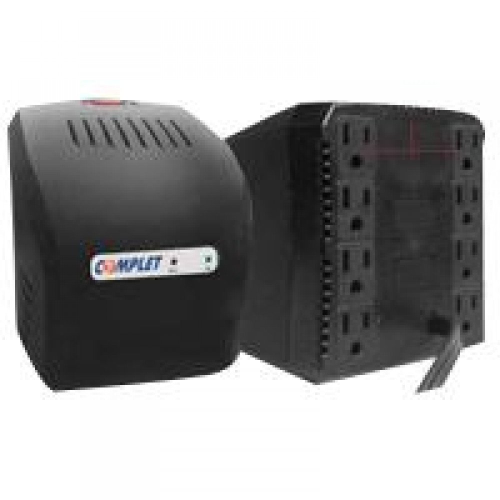 REGULADOR DE VOLTAJE CON SUPRESOR COMPLET R PLUS 1300VA, 8 CONTACTOS, INTERRUPTOR TERMICO