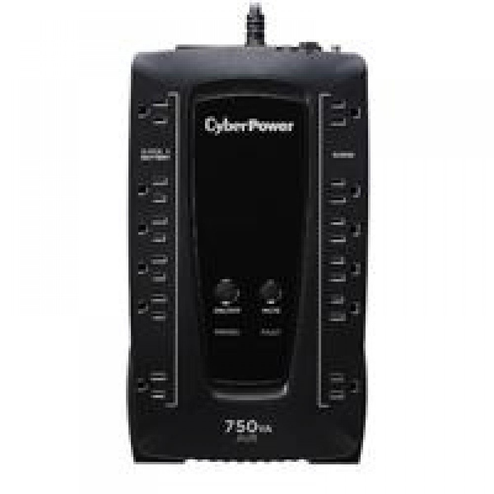 NO BREAK CYBERPOWER (AVRG750U) 750VA /450W, INTERACTIVO, TORRE, 12 × NEMA 5-15R, 6 RESPALDO Y 6 SUPRESIÓN, 3 AÑOS INCLUYENDO BATERÍA.