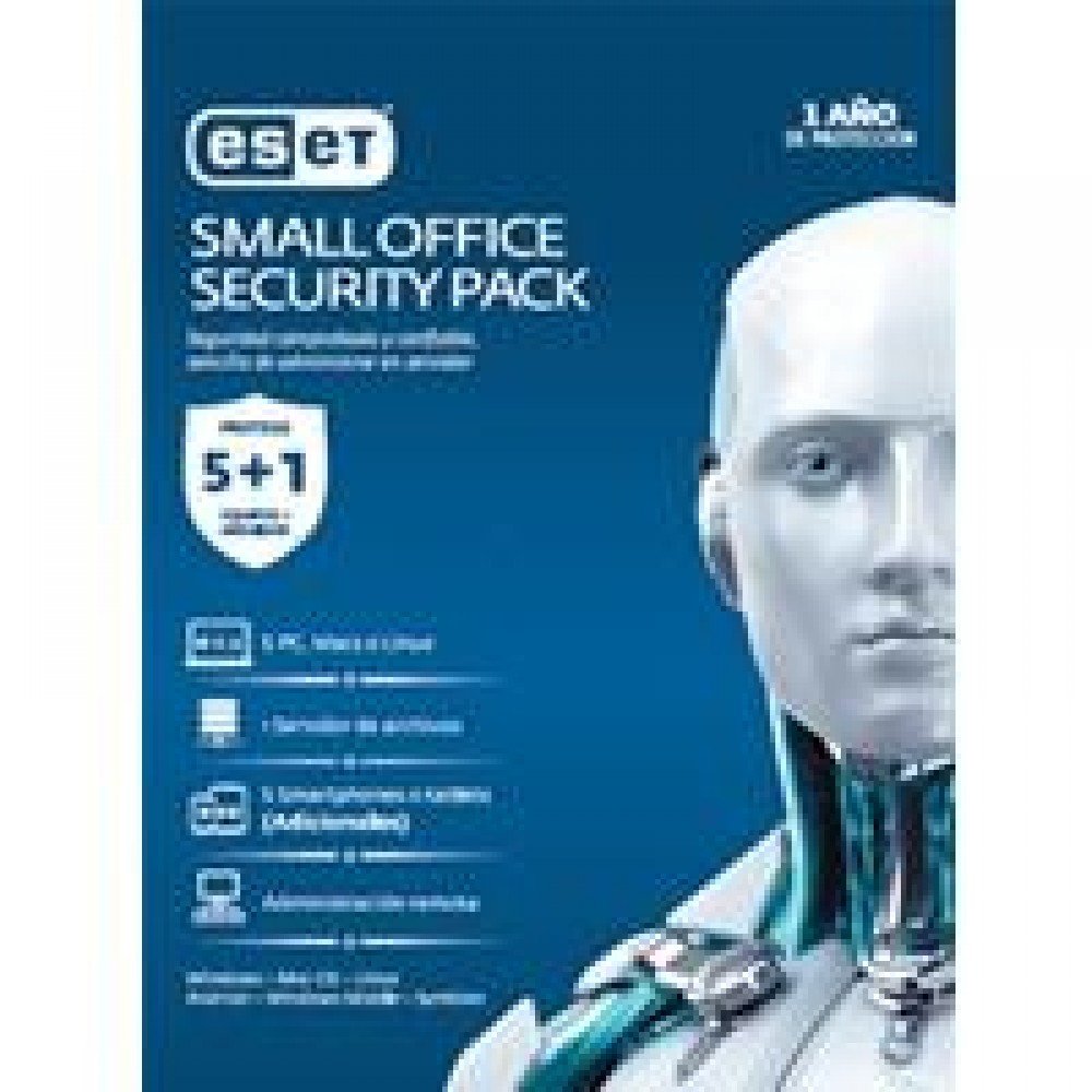 ESET SMALL OFFICE SECURITY PACK, 5 PCS + 5 SMARTPHONE O TABLET + I SERVER + CONSOLA, 1 AÑO DE VIGENC