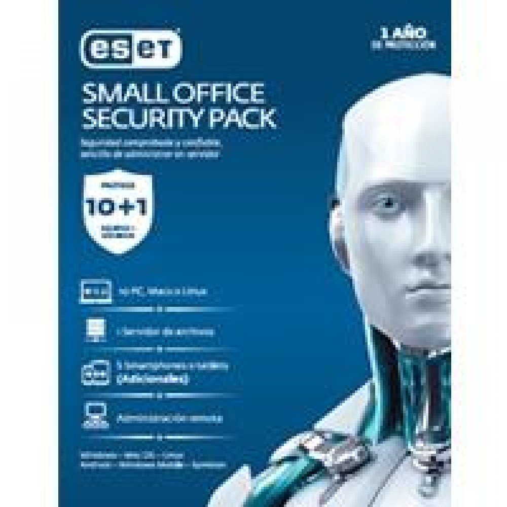 ESET SMALL OFFICE SECURITY PACK, 10 PCS + 5 SMARTPHONE O TABLET + I SERVER + CONSOLA, 1 AÑO DE VIG