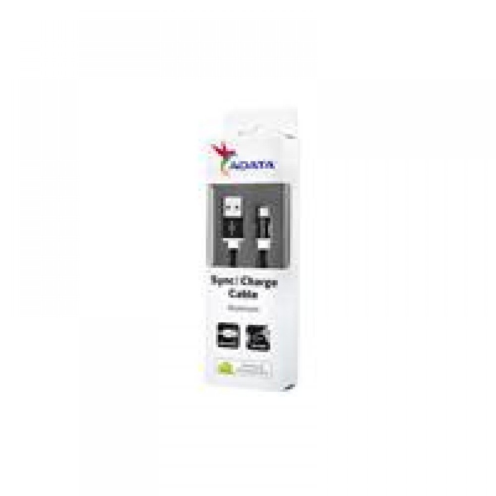 CABLE ADATA MICRO USB A USB 100CM 2.4MHA NEGRO ANDROID/WINDOWS, TELA, PUERTO USB REVERSIBLE
