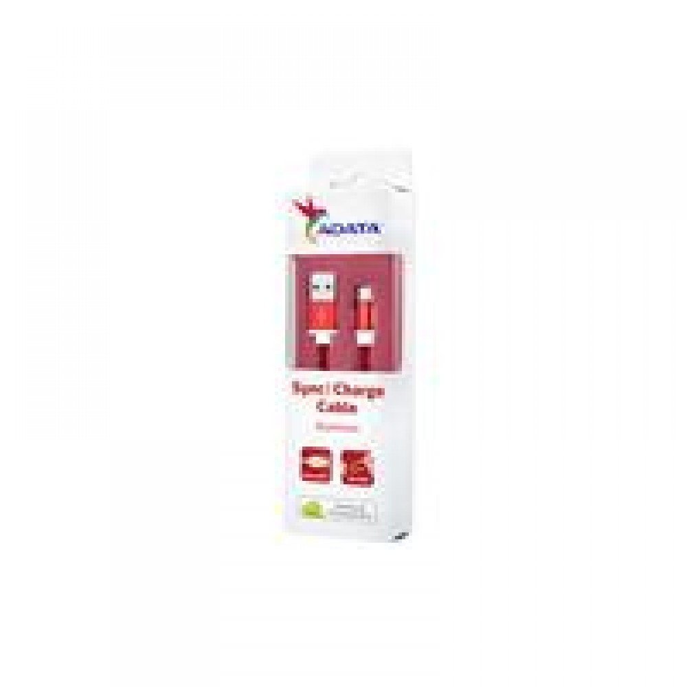 CABLE ADATA MICRO USB A USB 100CM 2.4MHA ROJO ANDROID/WINDOWS, TELA, PUERTO USB REVERSIBLE