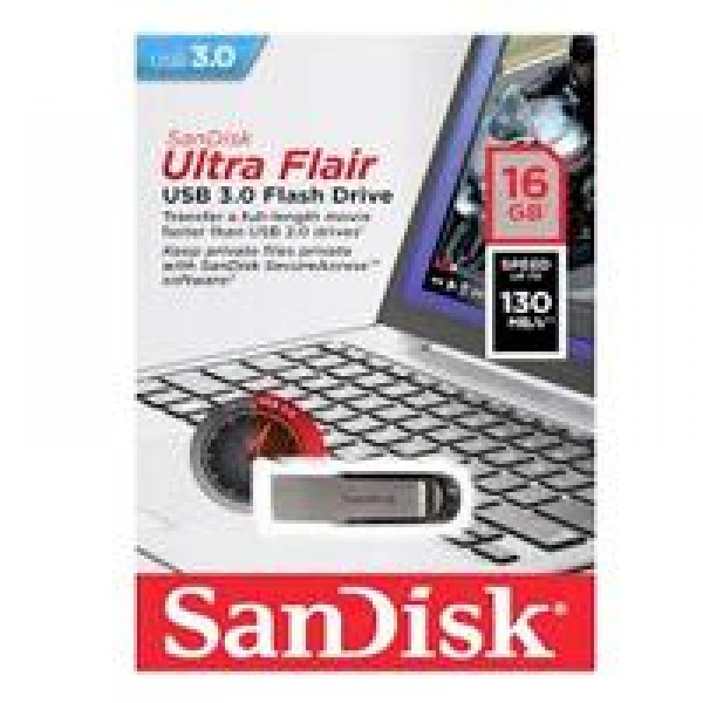 MEMORIA SANDISK 16GB USB 3.0 ULTRA FLAIR METALICA PARA MAC Y WINDOWS 130MB/S