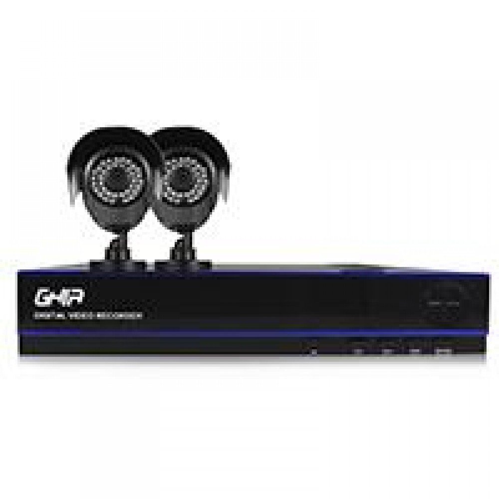 KIT GHIA DVR 4 CH PENTAHIBRIDO 1080P LITE / DISCO DURO 1TB ESPECIAL CCTV / HDMI/ VGA / 2 CAMARAS BALA METALICAS 720P / CONECTIVIDAD P2P 2 ROLLOS DE CABLE 18.3 MTS