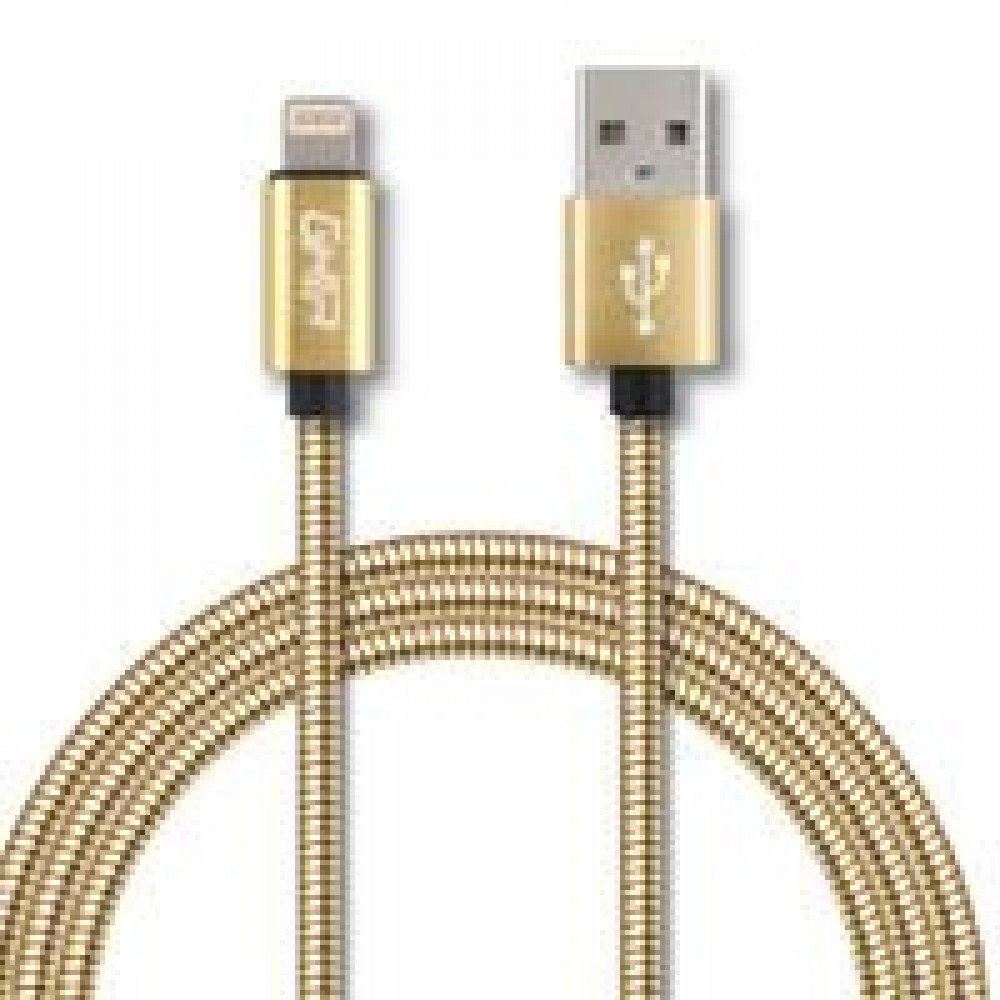 CABLE METALICO GHIA TIPO LIGHTNING 1.0 MTS USB 2.1 DORADO